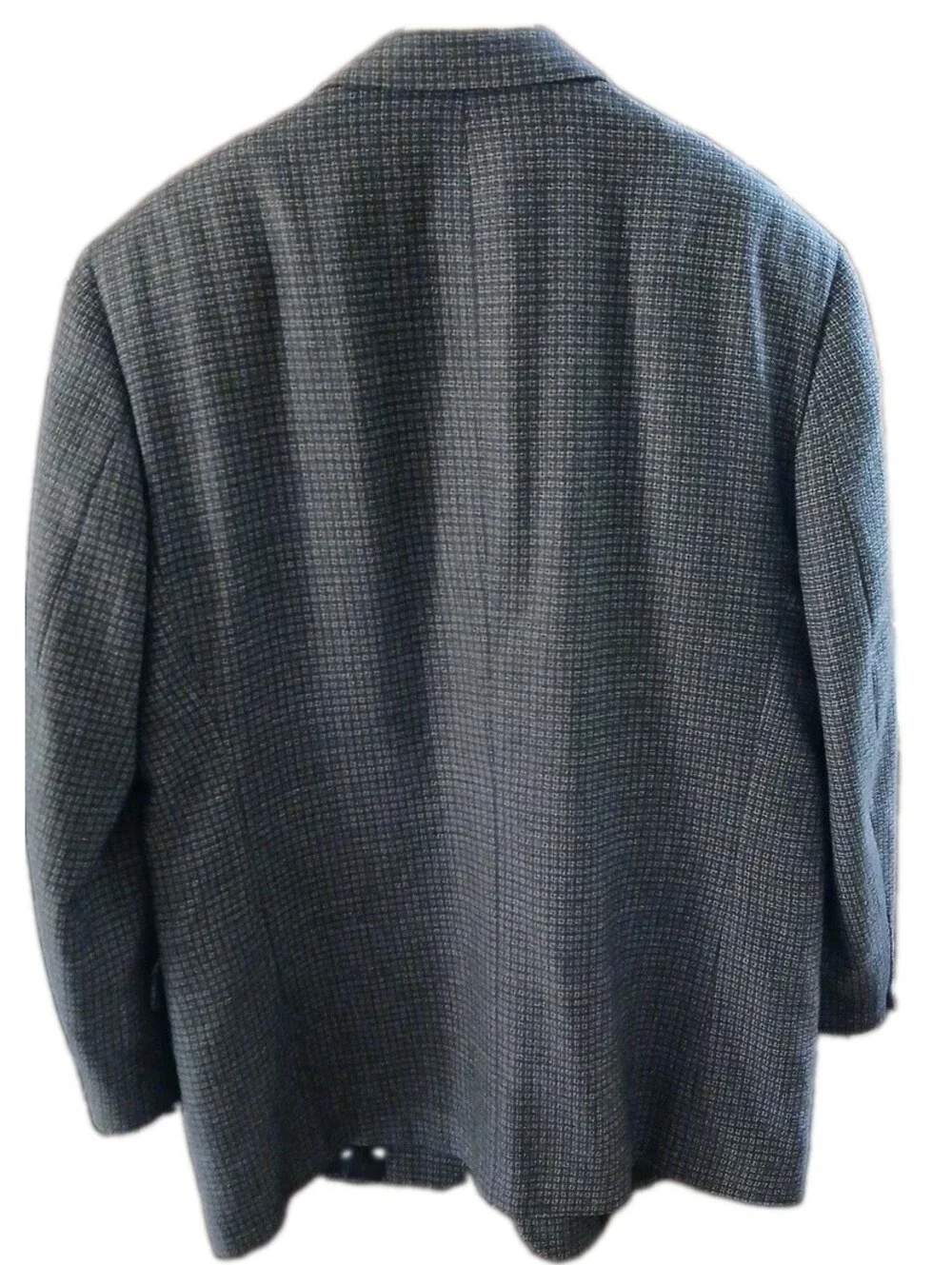 Vintage Nordstrom Black Check Waffle Tweed Wool Men Blazer 46L Sport Coat Jacket